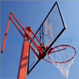 БЛ 4.1 Стойка баскетбольная любительская разборная, вынос 0.35м (кольцо H 3,05м над землей) оргстекло 6мм 