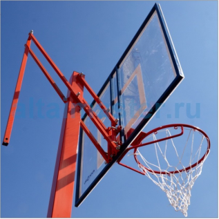 БЛ 4.1 Стойка баскетбольная любительская разборная, вынос 0.35м (кольцо H 3,05м над землей) оргстекло 6мм