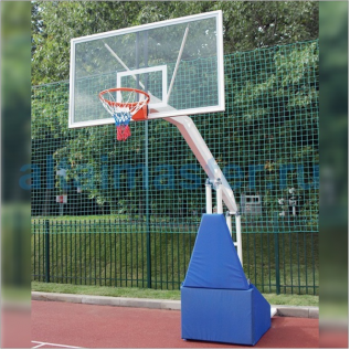 БЛ 4.7 Стойка баскетбольная мобильная складная игровая, вынос 1.6м (кольцо H 3,05м над землей), оргстекло 10мм